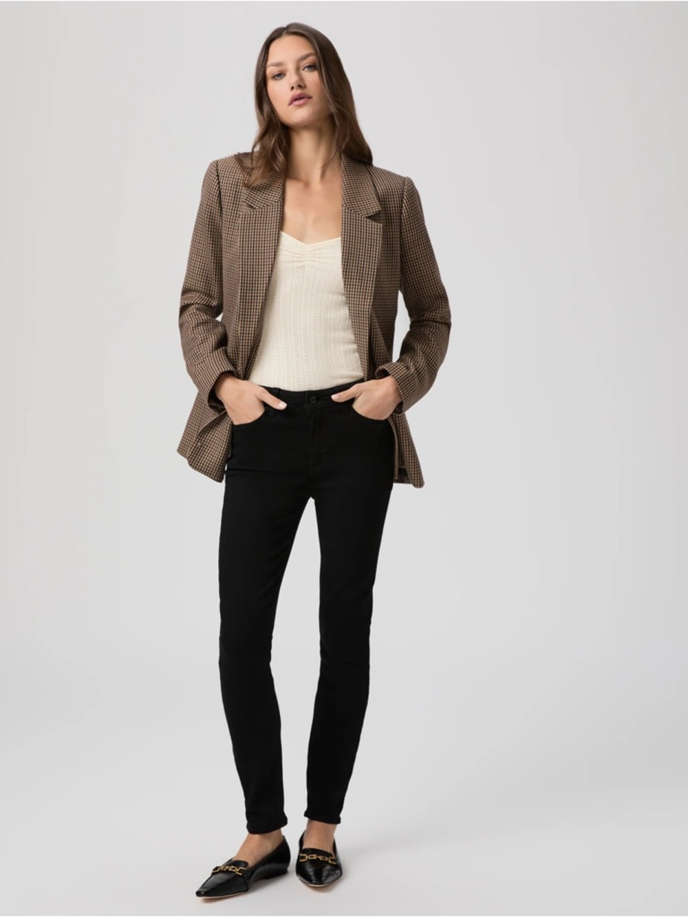 NWT Paige Hoxton High Rise Ankle Skinny | Black Denim | 23